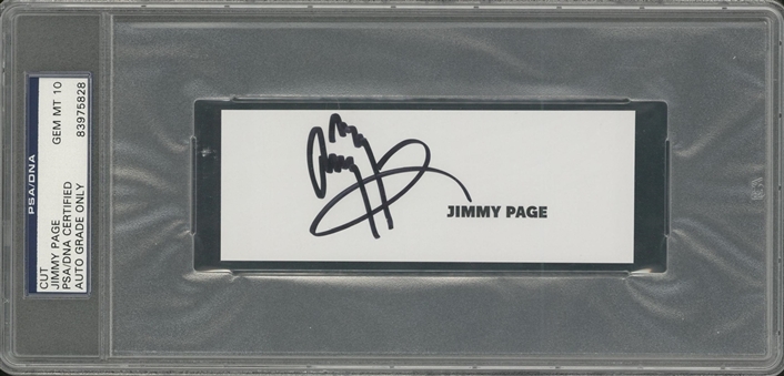 Led Zeppelins Jimmy Page Single Signed Cut (PSA/DNA GEM MT 10)